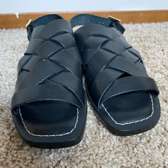 EUC Loeffler Randall Black Grayson Braided Leather Flat Sandals (Size: 7 1/2) - Picture 5 of 10